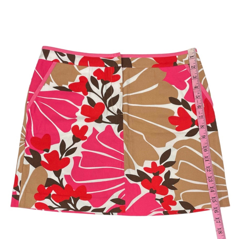 J. Crew Cotton Floral Print Canvas Mini Skirt in Pink White Tan & Red Size 6 - Picture 8 of 12